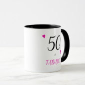 Elegant 50 und fabelhafte rosa Herzen 50. Geburtst Tasse (VorderseiteRechts)
