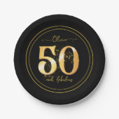 Elegant 50 und fabelhafter Glitzer Gold Black Pappteller (Vorderseite)