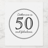 Elegant 50 und fabelhafter Name Geburtstagsparty Weinetikett (Einzelnes Label)