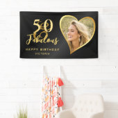 Elegant 50 und fabelhaftes Custom Foto Black Gold Banner (Insitu)