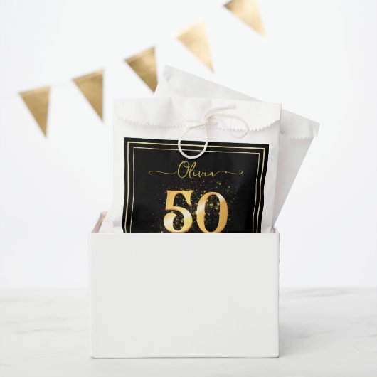 Elegant 50 und fabelhaftes Gold Black Geschenktütchen (Party)