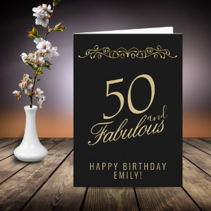 Elegant 50 und fabelhaftes Ornament 50. Geburtstag Karte