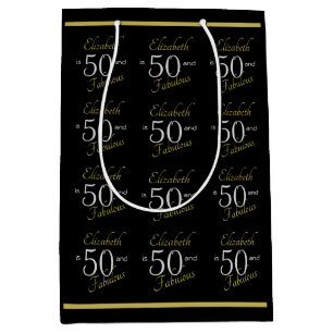 Elegant 50 und fabelhaftes schwarzes Gold 50. Gebu Mittlere Geschenktüte