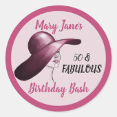 Elegant 50 und Fabulous Birthday Bash Runder Aufkleber (Vorderseite)