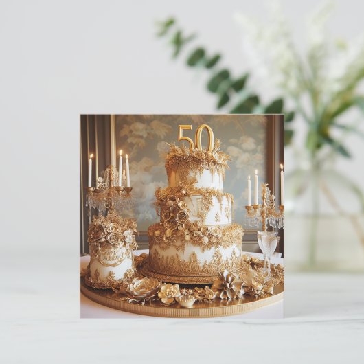 ELEGANT 50 WEDDING JAHRESKUCH EINLADUNG (Stehend Vorderseite)