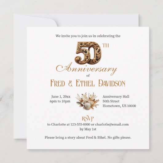 ELEGANT 50 WEDDING JAHRESKUCH EINLADUNG (Rückseite)