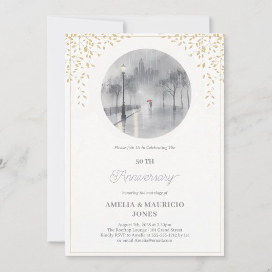 Elegant 50. WeddingbAnniversary Einladung (Vorderseite)