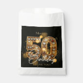 Elegant 50th Birthday Black Gold Gems Sparkle Geschenktütchen (Vorderseite)
