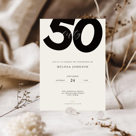 Elegant 50th Birthday Invitation - Minimal Style Einladung