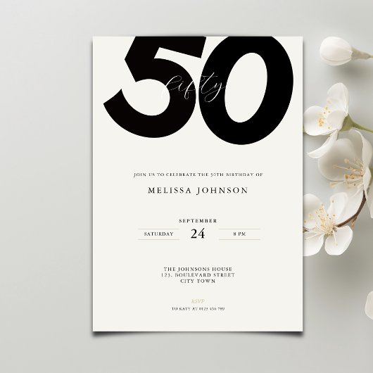 Elegant 50th Birthday Invitation - Minimal Style Einladung