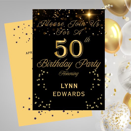 Elegant 50th Birthday Party Invitation Gold Einladung