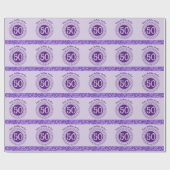 Elegant 50th Birthday Purple Glitter with Stripes Geschenkpapier (Flach)