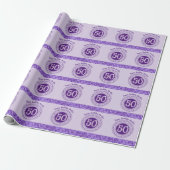 Elegant 50th Birthday Purple Glitter with Stripes Geschenkpapier (Ungerollt)
