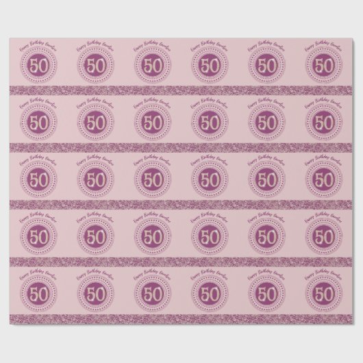 Elegant 50th Birthday Rose Gold Glitter & Stripes Geschenkpapier (Flach)