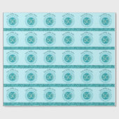 Elegant 50th Birthday Teal Blue Glitter & Stripes Geschenkpapier (Flach)
