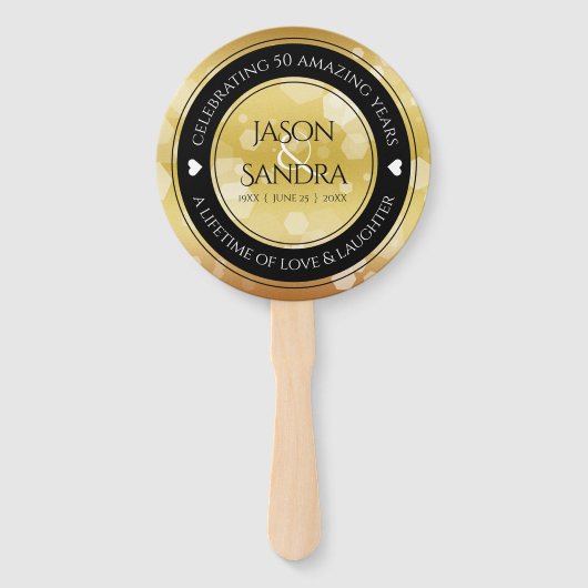 Elegant 50th Golden Wedding Anniversary Fächer (Rückseite)