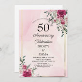 Elegant 50th Wedding Anniversary Floral Celebratio Einladung (Vorne/Hinten)