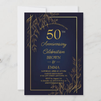 Elegant 50th Wedding Anniversary Floral Celebratio Einladung