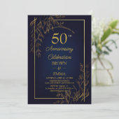 Elegant 50th Wedding Anniversary Floral Celebratio Einladung (Stehend Vorderseite)