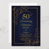 Elegant 50th Wedding Anniversary Floral Celebratio Einladung (Vorne/Hinten)