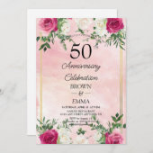 Elegant 50th Wedding Anniversary Floral Celebratio Einladung (Vorne/Hinten)