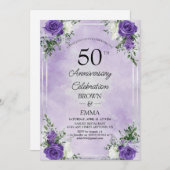 Elegant 50th Wedding Anniversary Floral Celebratio Einladung (Vorne/Hinten)