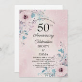 Elegant 50th Wedding Anniversary Floral Celebratio Einladung (Vorne/Hinten)