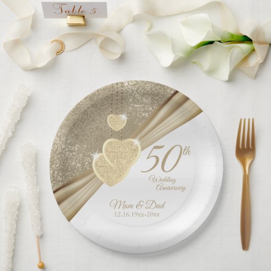 Elegant 50th Wedding Anniversary Pappteller (Hochzeit)