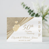 Elegant 50th Wedding Anniversary - RSVP Karte (Stehend Vorderseite)