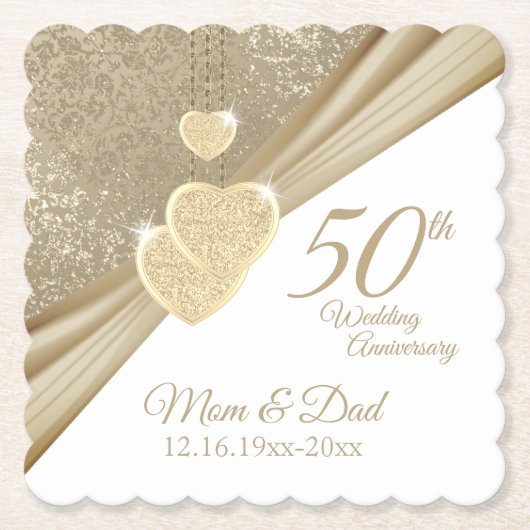 Elegant 50th Wedding Anniversary   Untersetzer (Vorderseite)