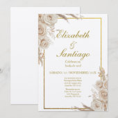 Elegant 50th Wedding Boho Spanish Einladung (Vorne/Hinten)