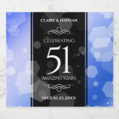 Elegant 51. Saphire Hochzeitstag Alkoholflaschenetikett (Einzelnes Label)