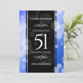 Elegant 51. Saphire Hochzeitstag Einladung (Stehend Vorderseite)