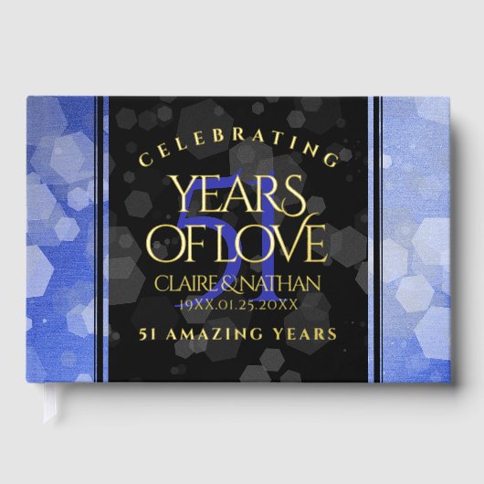 Elegant 51. Saphire Hochzeitstag Gästebuch (Vorderseite)