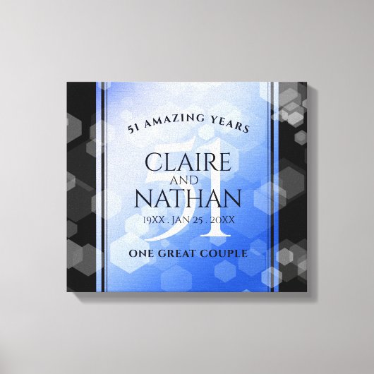 Elegant 51. Saphire Hochzeitstag Leinwanddruck (Vorderseite)