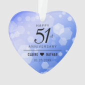 Elegant 51. Saphire Hochzeitstag Ornament (Rückseite)