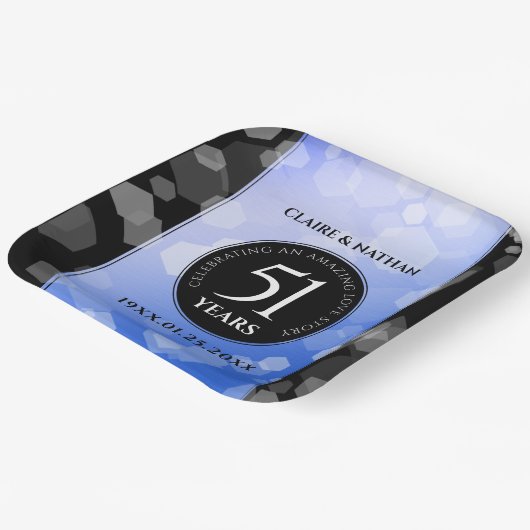 Elegant 51. Saphire Hochzeitstag Pappteller (Gewinkelt)