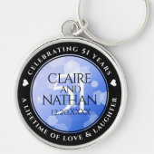 Elegant 51. Saphire Hochzeitstag Schlüsselanhänger (Vorne)