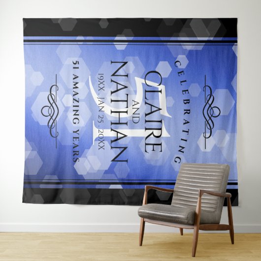 Elegant 51. Saphire Hochzeitstag Wandteppich (Beispiel (Horizontal))