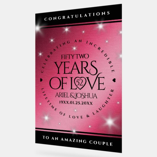 Elegant 52. Star Ruby Wedding Jubiläum Acrylschild (Winkel)