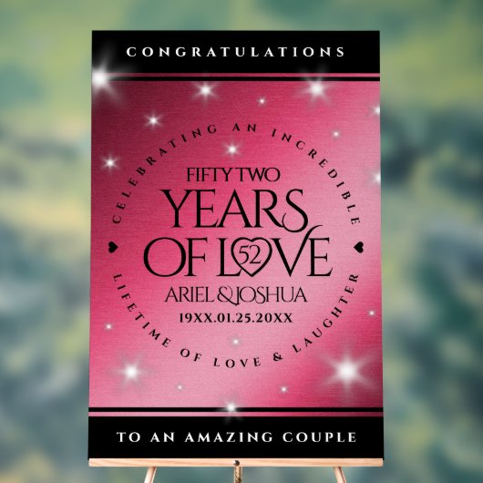 Elegant 52. Star Ruby Wedding Jubiläum Acrylschild (Neutral)