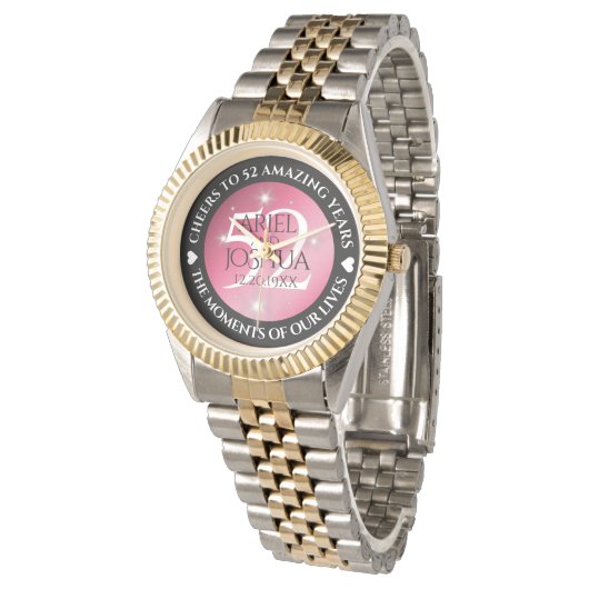 Elegant 52. Star Ruby Wedding Jubiläum Armbanduhr (Schrägansicht)