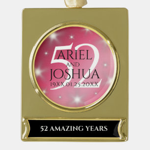 Elegant 52. Star Ruby Wedding Jubiläum Banner-Ornament Gold