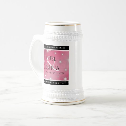 Elegant 52. Star Ruby Wedding Jubiläum Bierglas (Vorderseite Links)