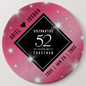 Elegant 52. Star Ruby Wedding Jubiläum Button (Vorderseite)