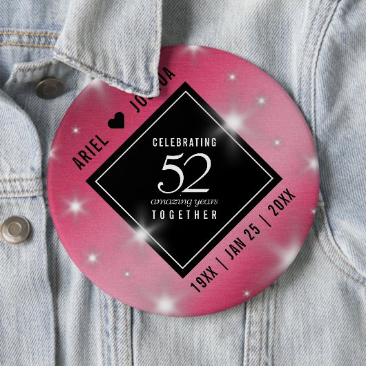 Elegant 52. Star Ruby Wedding Jubiläum Button (Beispiel)