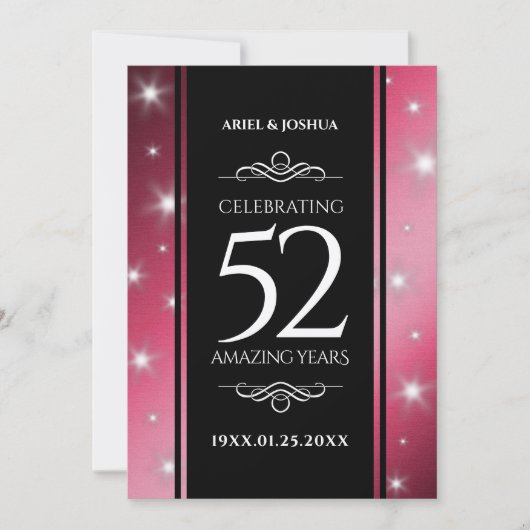 Elegant 52. Star Ruby Wedding Jubiläum Einladung (Vorderseite)