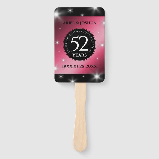 Elegant 52. Star Ruby Wedding Jubiläum Fächer (Vorderseite)