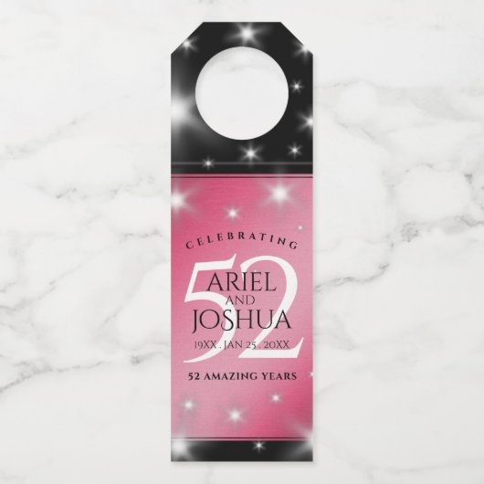 Elegant 52. Star Ruby Wedding Jubiläum Flaschenanhänger (Vorderseite)