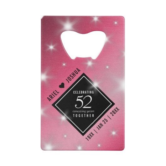 Elegant 52. Star Ruby Wedding Jubiläum Geldbeutel Flaschenöffner (Vorderseite)